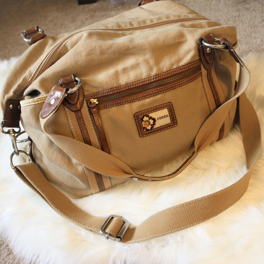 Fossil Dufflebag Canvas Weekend Gym Bag